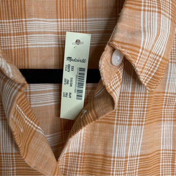 Madewell Colwell plaid tie front button front short sleeves shirt size XXS - Picture 3 of 8